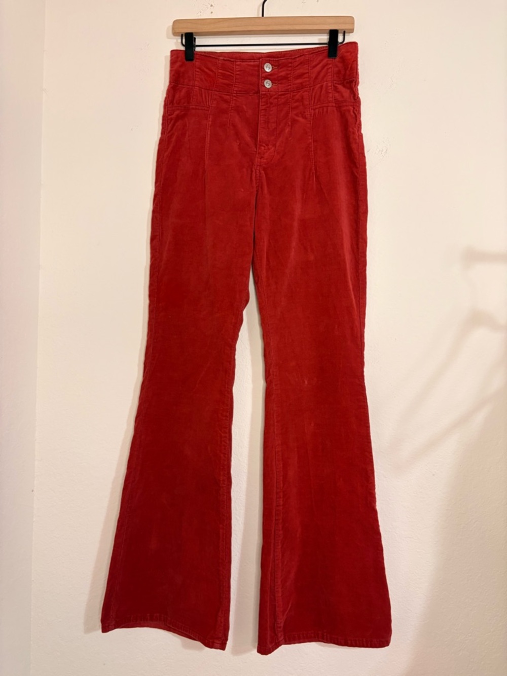 Free People We The Free Jayde Cord High Rise Flare Jeans in Red Size 28 - Picture 10 of 16